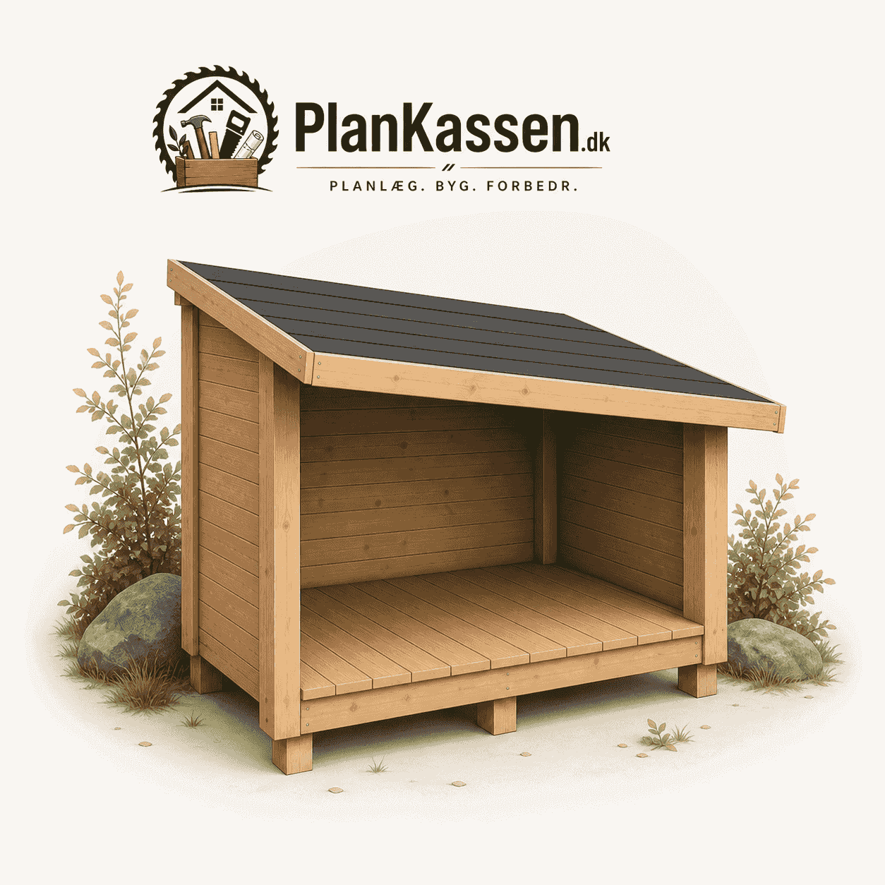 Classic lean-to shelter — illustration